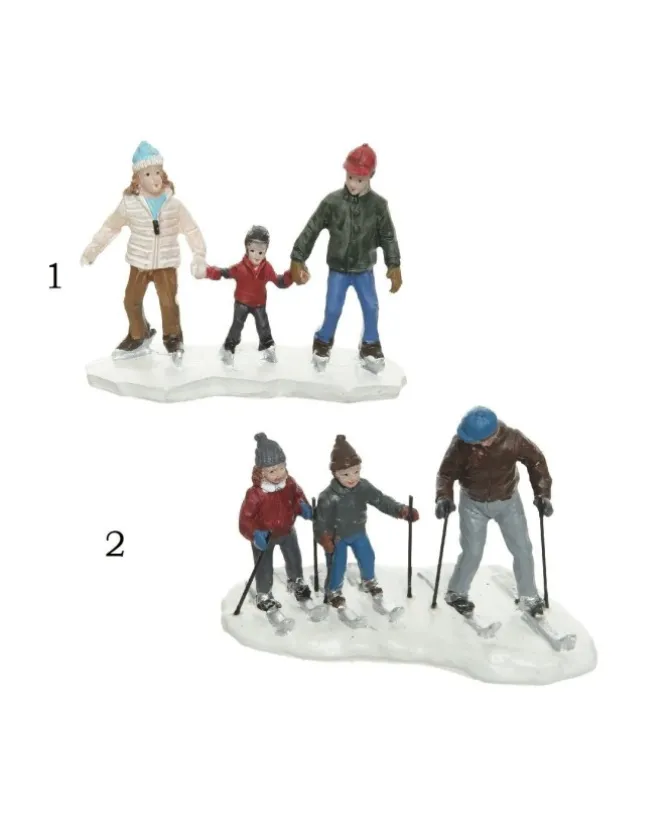 Figurine Polyresin Skiing Family Indoor
