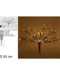 Fiore Luminoso 120Led 40 Rami 34 Cm Luce Bianco Calda Per Interno/Esterno