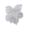 Fiore Poinsettia Bianca Su Clip Poliestere Glitter