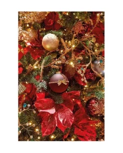 Fiore Poinsettia Rossa Su Clip Poliestere Glitter