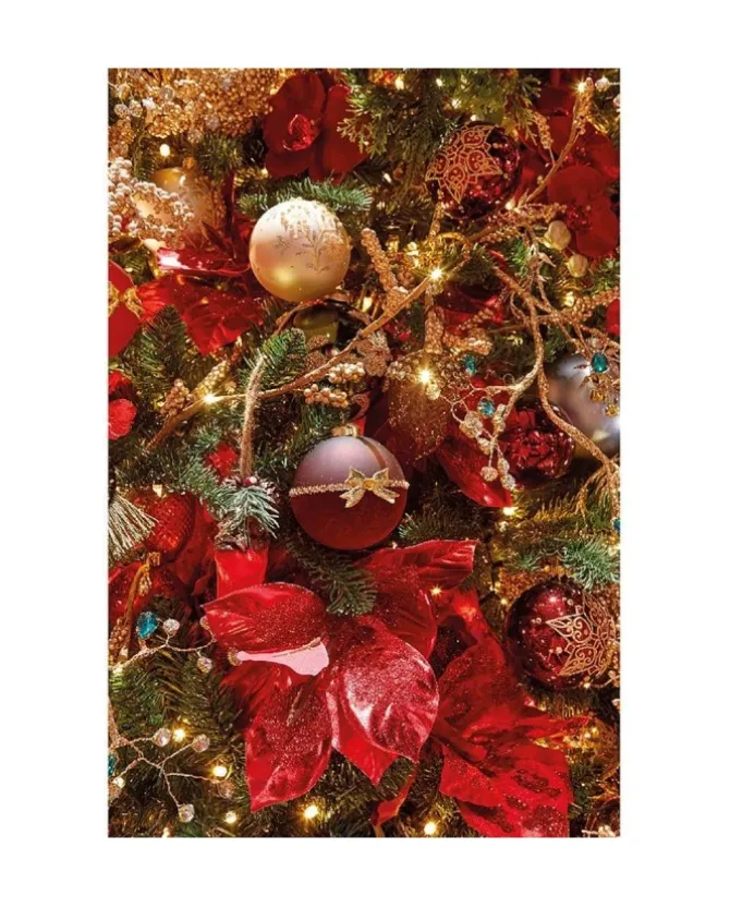 Fiore Poinsettia Rossa Su Clip Poliestere Glitter