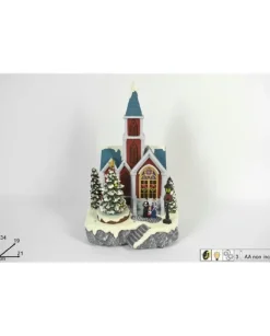 Giostina Di Natale Scenario Chiesa Con Personaggi Dotata Di Luci E Suoni