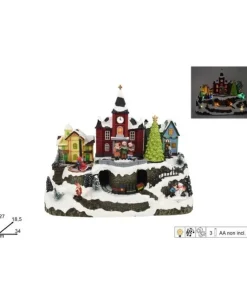 Giostina Natalizzia Scenario Con Treno Luci E Movimenti 27X18.5X34 Cm