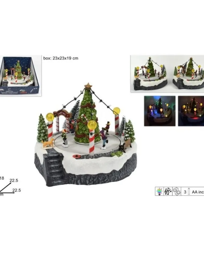 Giostrina Pista Pattinaggio Con Luci 18X22,5X22,5Cm