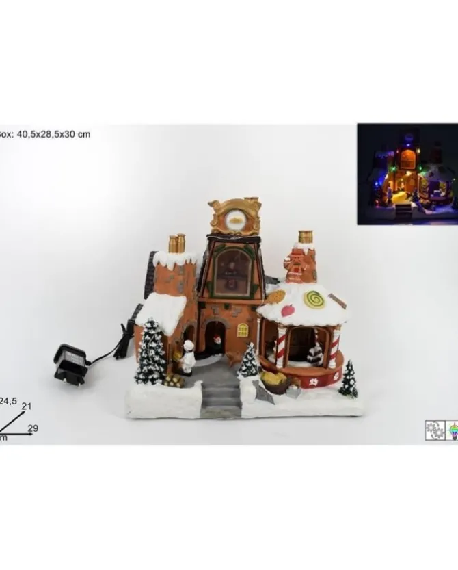 Giostrina Scenario Natalizio Con Luce E Movimenti 24X31X38 Cm