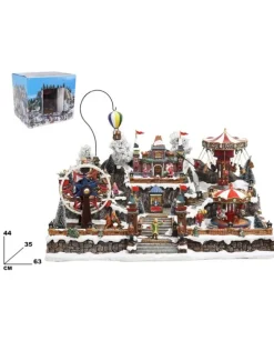 Giostrina Villaggio Di Natale Con Luci Suoni E Movimenti 44X35X63 Cm