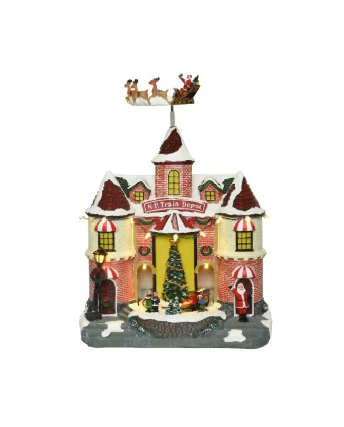 Giostrina Villaggio Di Natale Con Treno Luci E Movimenti