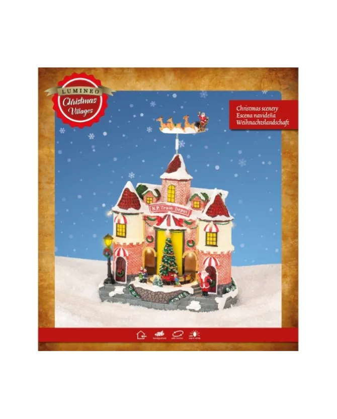 Giostrina Villaggio Di Natale Con Treno Luci E Movimenti