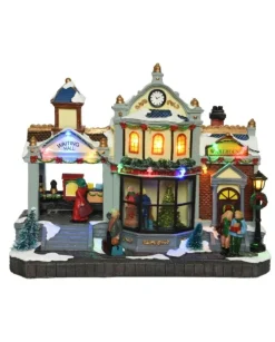 Giostrina Villaggio Di Natale In Poliresina Stazione Ferroviaria Con Luci