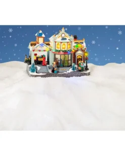 Giostrina Villaggio Di Natale In Poliresina Stazione Ferroviaria Con Luci