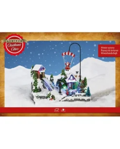 Giostrina Villaggio Di Natale In Polyresina Babbo Natale Con Paracadute