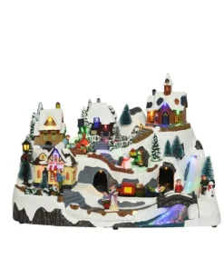 Giostrina Villagio Con Trenino In Movimento E Casacata In Fibra Ottica