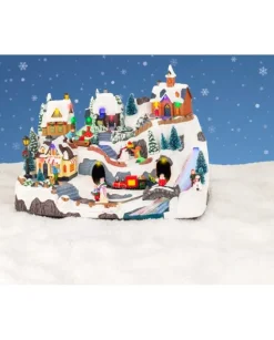 Giostrina Villagio Con Trenino In Movimento E Casacata In Fibra Ottica