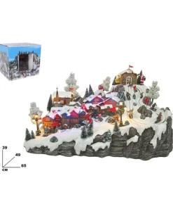 Giostrina Villggio Di Natale Con Funivia - Luci E Movimenti 65X49X39 Cm
