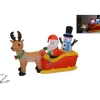 Gonfiabile Con Luce Babbo Natale In Slitta Con Renna E Pupazzo Di Neve