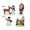 1Kit Figure Natalizie In Poliresina Babo Natale Renna E Pupazzo Di Neve