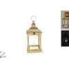 Lanterna In Legno E Vetro Color Oro Antico 45 Cm