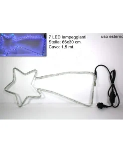 Luce Natalizia Stella Cometa Da Esterno Con Luci Led Blu 66X30 Cm