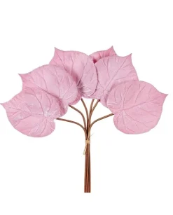 Mazzo 6 Foglie Ortensia Velvet 57Cm Rosa Per Decorazioni Di Natale