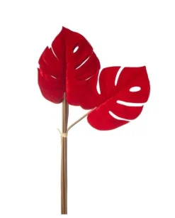 Mazzo 6 Foglie Philo Velvet 57Cm Rosso Per Decorazioni Di Natale