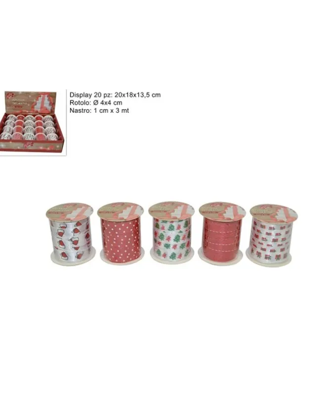 Nastrino In Tessuto 1Cm X 3Mt Per Addobbi Natalizi