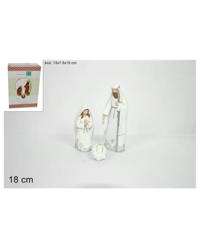 Nativita 3 Pezzi In Resuna Bianca Cm 18