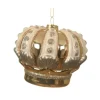 Ornamento Appendino Corona In Vetro Oro 8,5 Cm