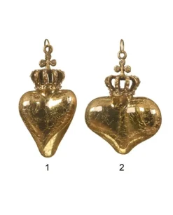 Ornamento Da Alberocuore Con Coroda Color Oro 2 Modelli Assortitri