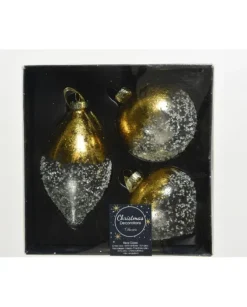 Ornamento In Vetro Trasparente Color Lamina D'Oro, In Vetro