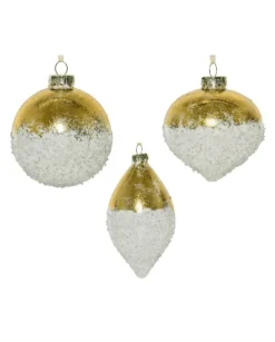 Ornamento In Vetro Trasparente Color Lamina D'Oro, In Vetro