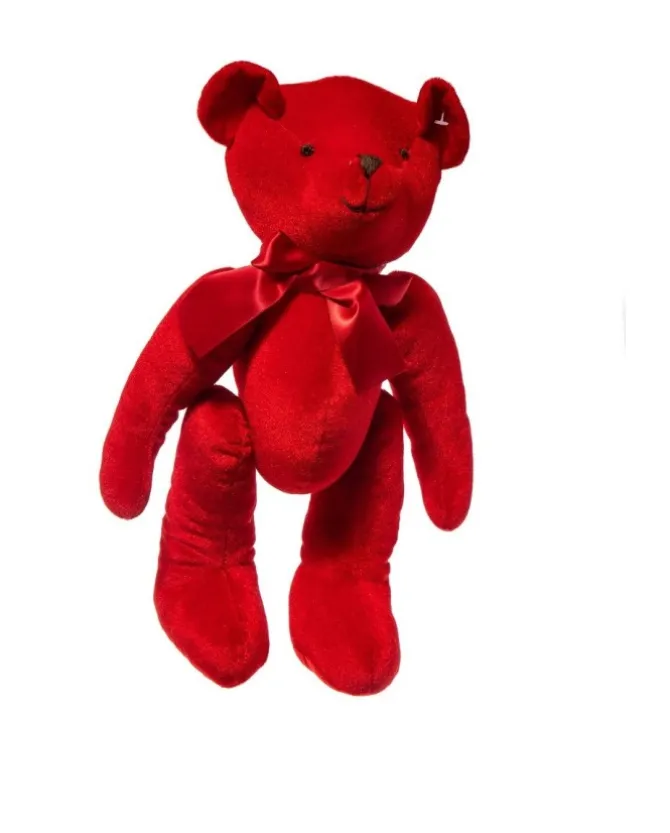 Orsetto Di Velluto 40Cm Rosso Per Decorazioni Di Natale