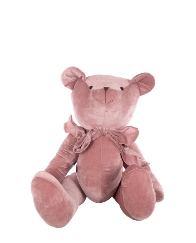 Orsetto Di Velluto 40Cm Rosa Per Decorazioni Di Natale