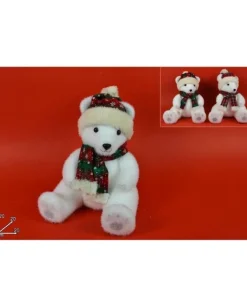 Orsetto Seduto Con Cappello E Sciarpa Scozzese 20Cm