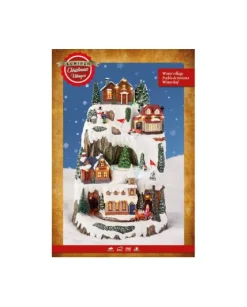 Paesaggio, Gioetrina Montagna Con Treno E Sciatori, Con Musica E Suoni