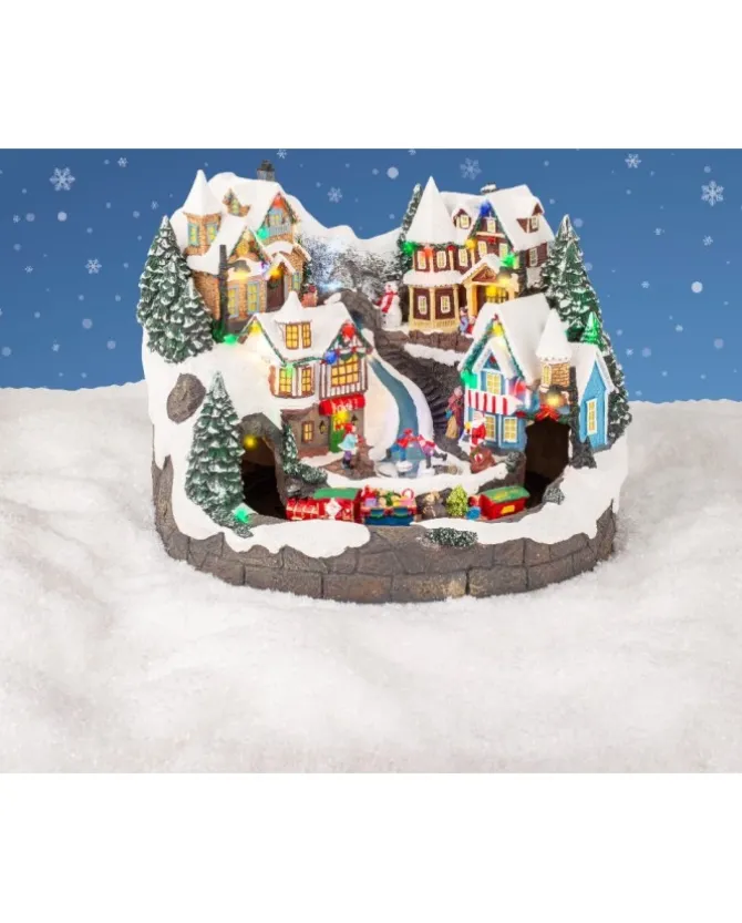 Paesaggio, Scenario, Giostrina Villaggio Con Treno In Movimento, Luci E Suoni