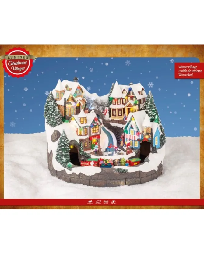 Paesaggio, Scenario, Giostrina Villaggio Con Treno In Movimento, Luci E Suoni