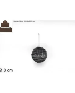 Palla Di Vetro Decorata Con Glitter O8Cm Per Albero Di Natale