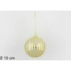 Palla Di Vetro Rigata Oro O15Cm Per Albero Di Natale 1Pz