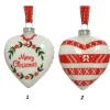 Pallina Cuore Di Vetro Decorato 80Mm Per Albero Di Natale 2Pz
