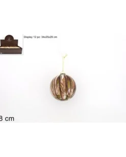 Pallina Di Vetro 80 Mm Marmorizzata Marrone E Verde