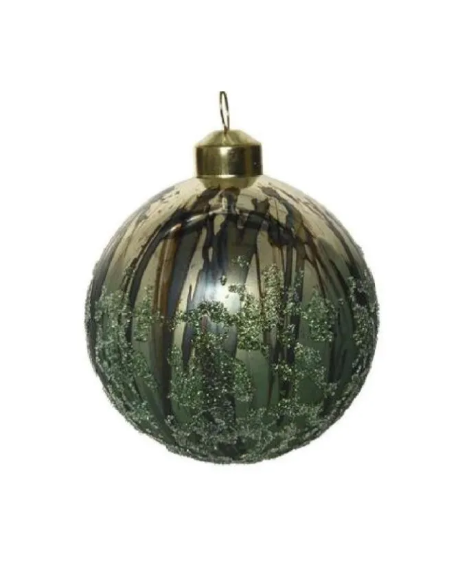 Pallina Di Vetro Con Patina Antica Confezione 3 Pz 80Mm