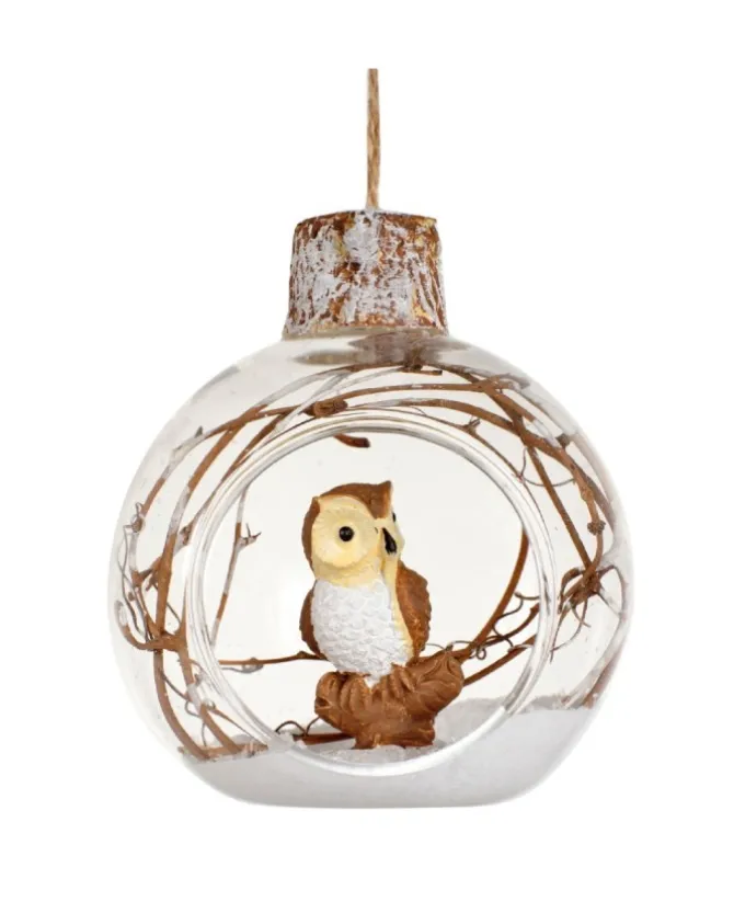 Pallina Di Vetro Con Uccelini, Tema Foresta 3 Assortiti