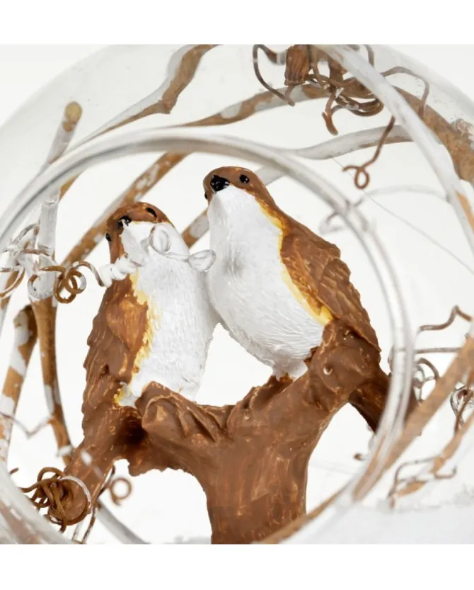 Pallina Di Vetro Con Uccelini, Tema Foresta 3 Assortiti