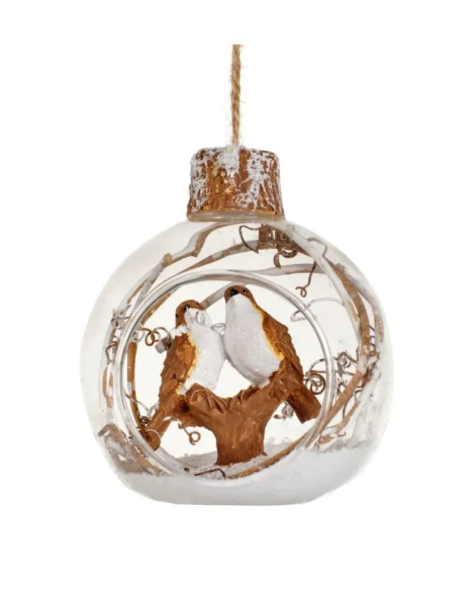 Pallina Di Vetro Con Uccelini, Tema Foresta 3 Assortiti