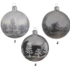 Pallina Di Vetro Decorata 80Mm 3Mod 1Pz Per Albero Di Natale