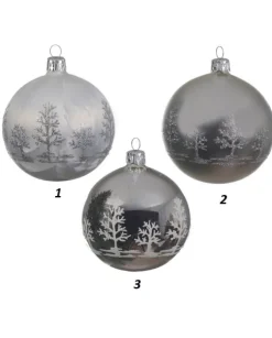 Pallina Di Vetro Decorata 80Mm 3Mod 1Pz Per Albero Di Natale