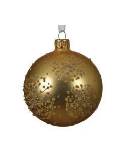 Pallina Di Vetro Decorata Oro 80Mm Per Albero Di Natale 6Pz