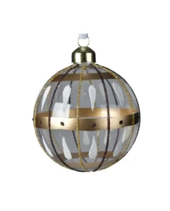 Pallina Di Vetro Decorata 80Mm Per Albero Di Natale 3Pz