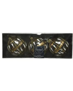 Pallina Di Vetro Decorata 80Mm Per Albero Di Natale 3Pz