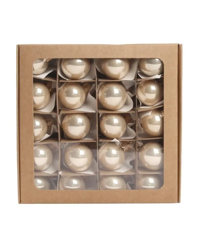 Pallina Di Vetro Lucida Champagne 30Mm Per Albero Di Natale 1Pz